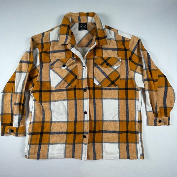 HFX Plaid Flannel Shirt Jacket‎ Shacket Pockets Button Up Long Sleeve Large - Picture 4 of 8